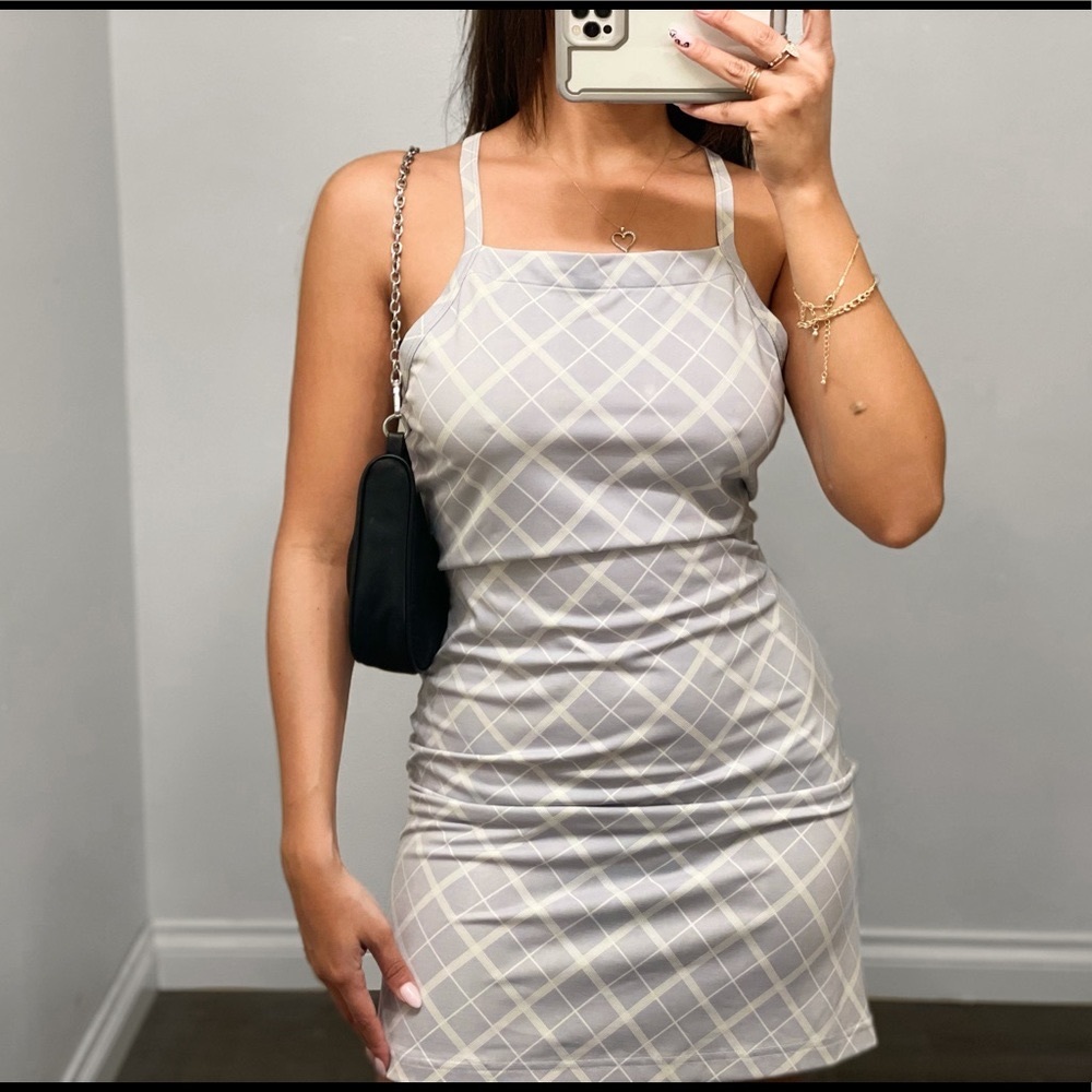Vintage Guess baby blue and white plaid mini dress